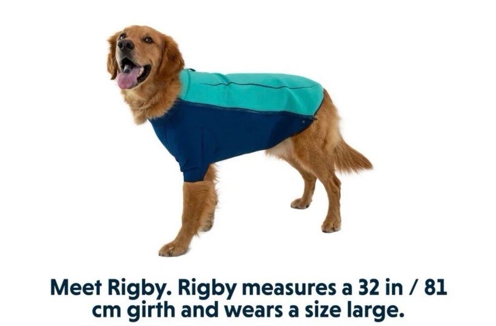 NWT! Ruffwear Undercoat Dog  Water Jacket Aurora Teal Sz Large Lg 32-36 IN